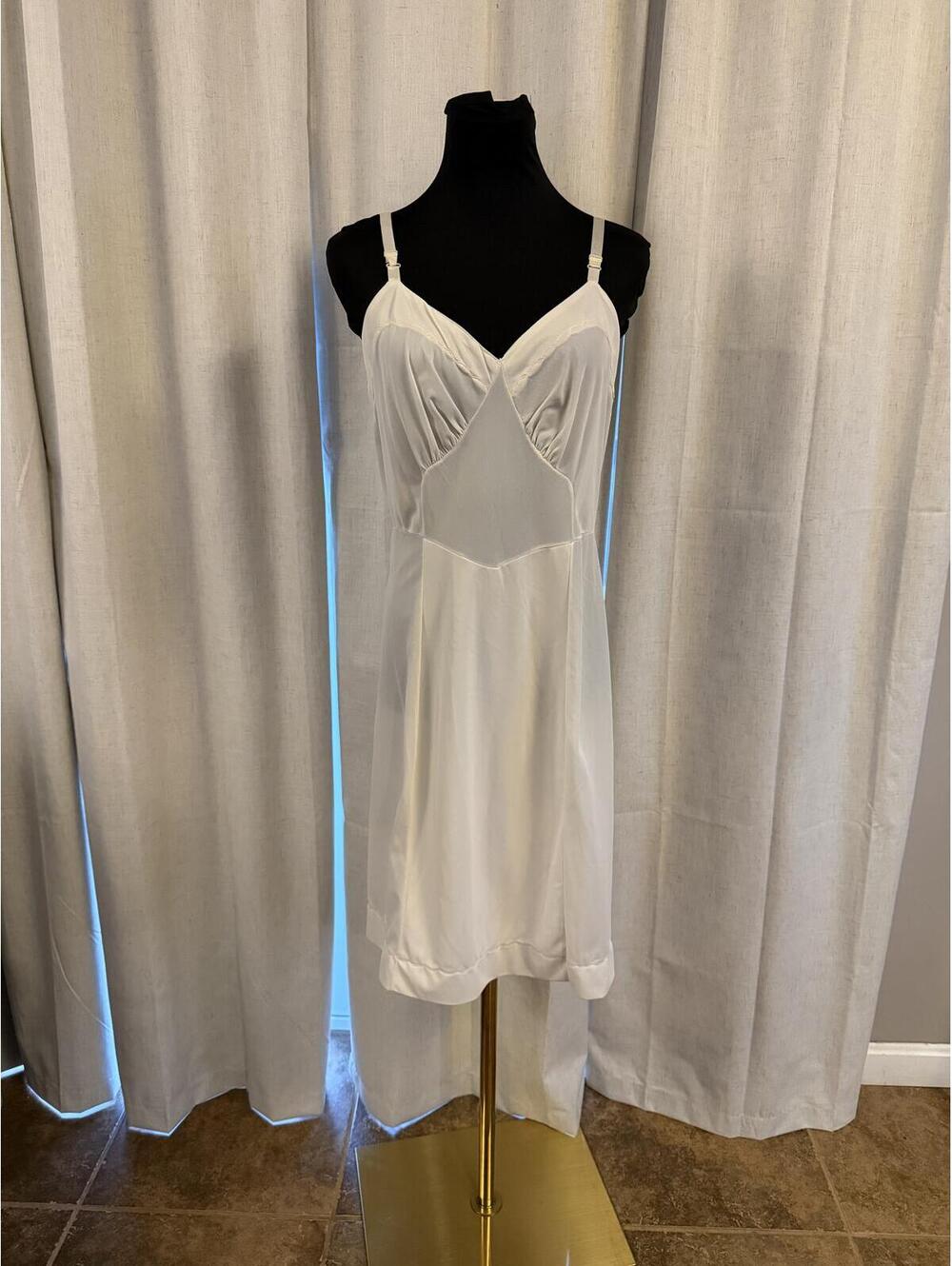 White Satin-Style Spaghetti Strap Slip Dress